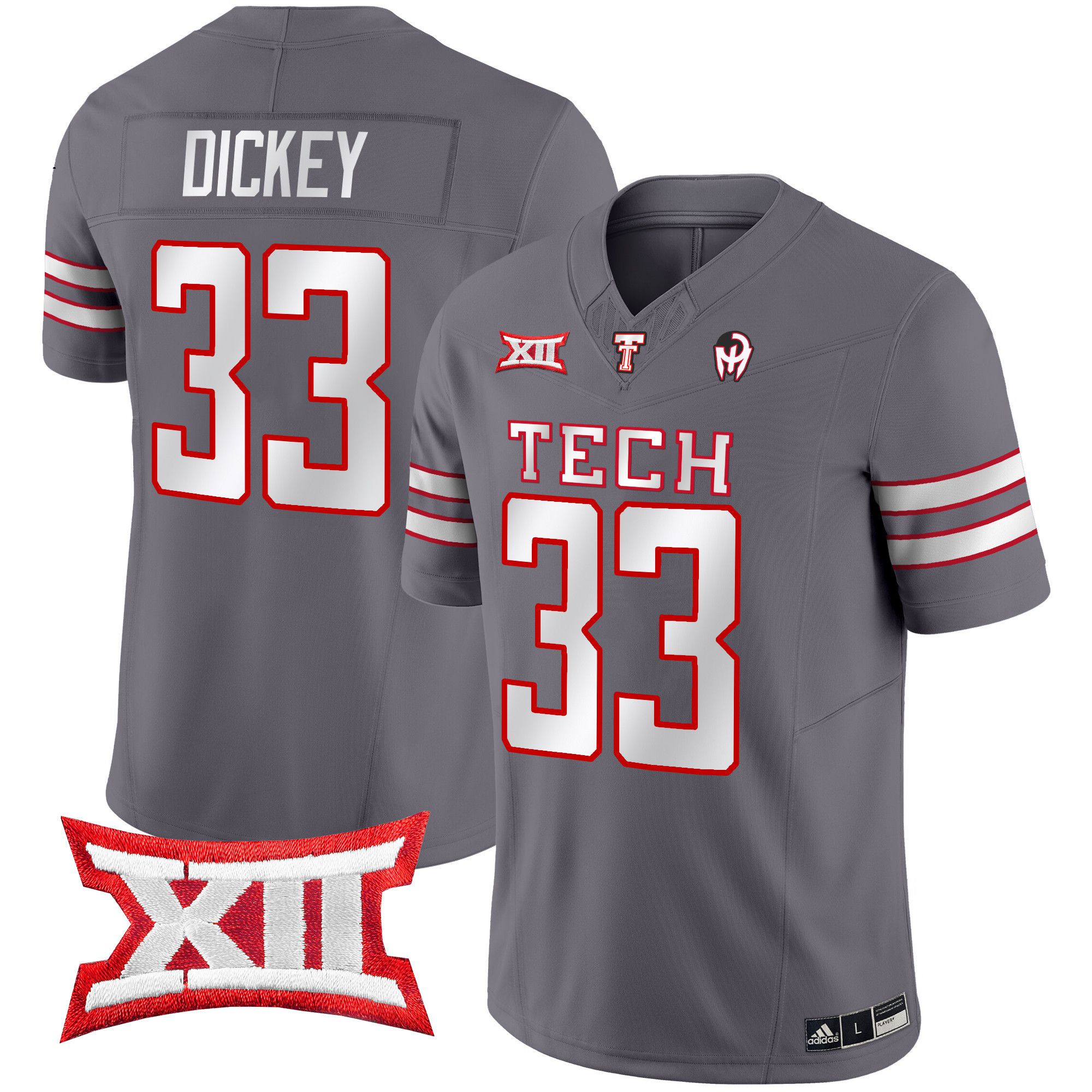 Men Texas Tech Red Raiders #33 Dickey Grey 2024 Patrick Mahomes Symbol Vapor Limited NCAA Jersey->->NCAA Jersey